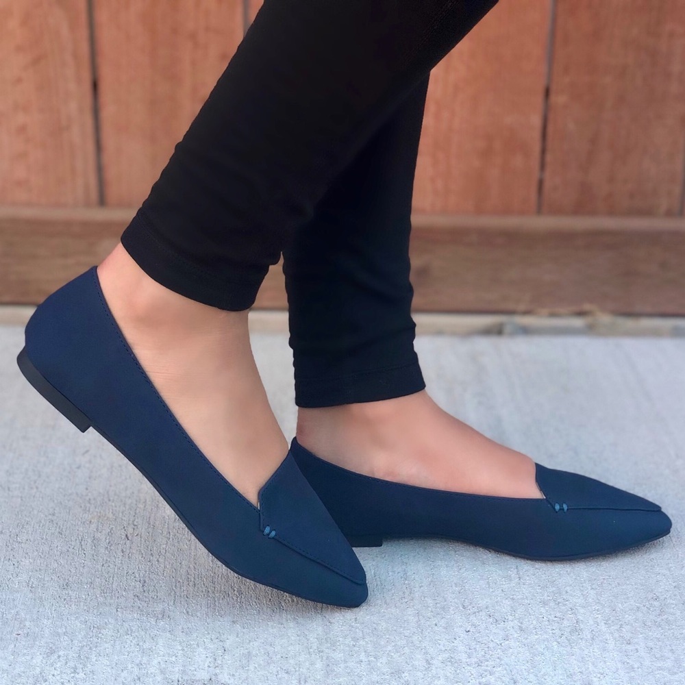 Blue Pointed Toe Loafers Flats - Picture 3 of 8